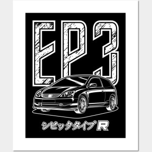 Civic Type R EP3 - White Print Posters and Art